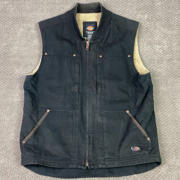 Dickies Other - Dickies Vest Mens Large Black Duck Canvas Sherpa Lined Work Wear Utility